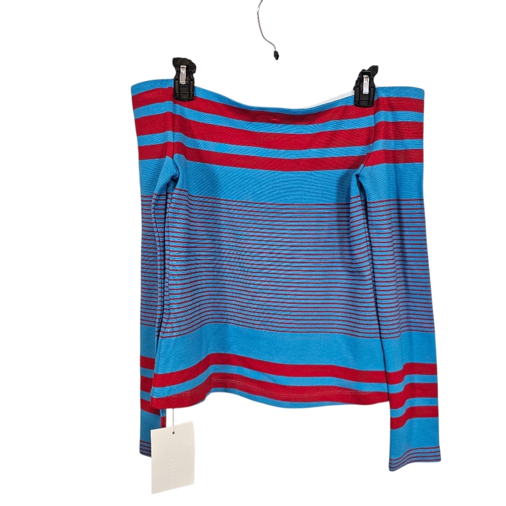 Rosetta Getty Striped Sailor Off Shoulder Jersey Knit Strech Top - Picture 3 of 9